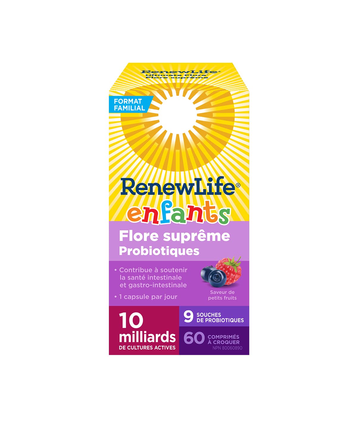 RENEW LIFE Suppléments Flore suprême probiotiques (enfants) (10 milliards) 60comp